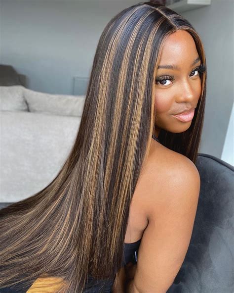 black extensions with highlights